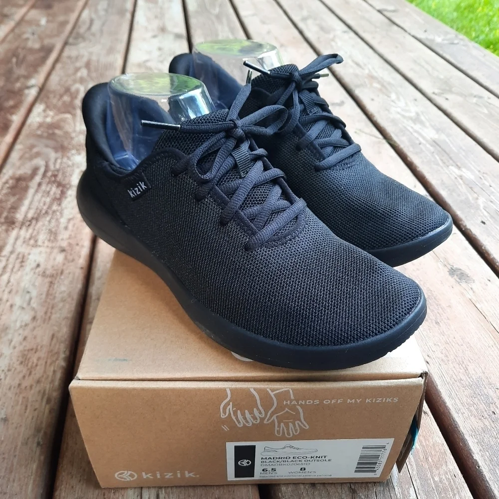 NIB Kizik Madrid Eco-Knit Hands-Free Shoes Blackout Unisex Men 6.5/Women 8